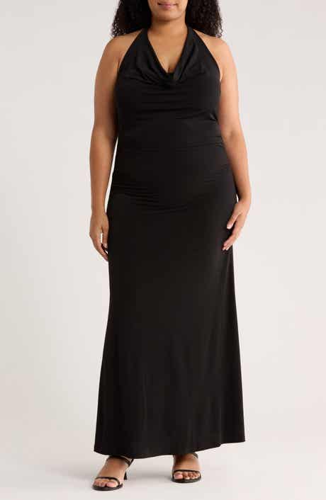 Renee C Ruched Back Halter Dress