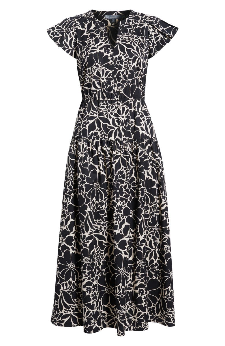 Wit & Wisdom Floral Cotton Blend Dress, Alternate, color, Black Off White