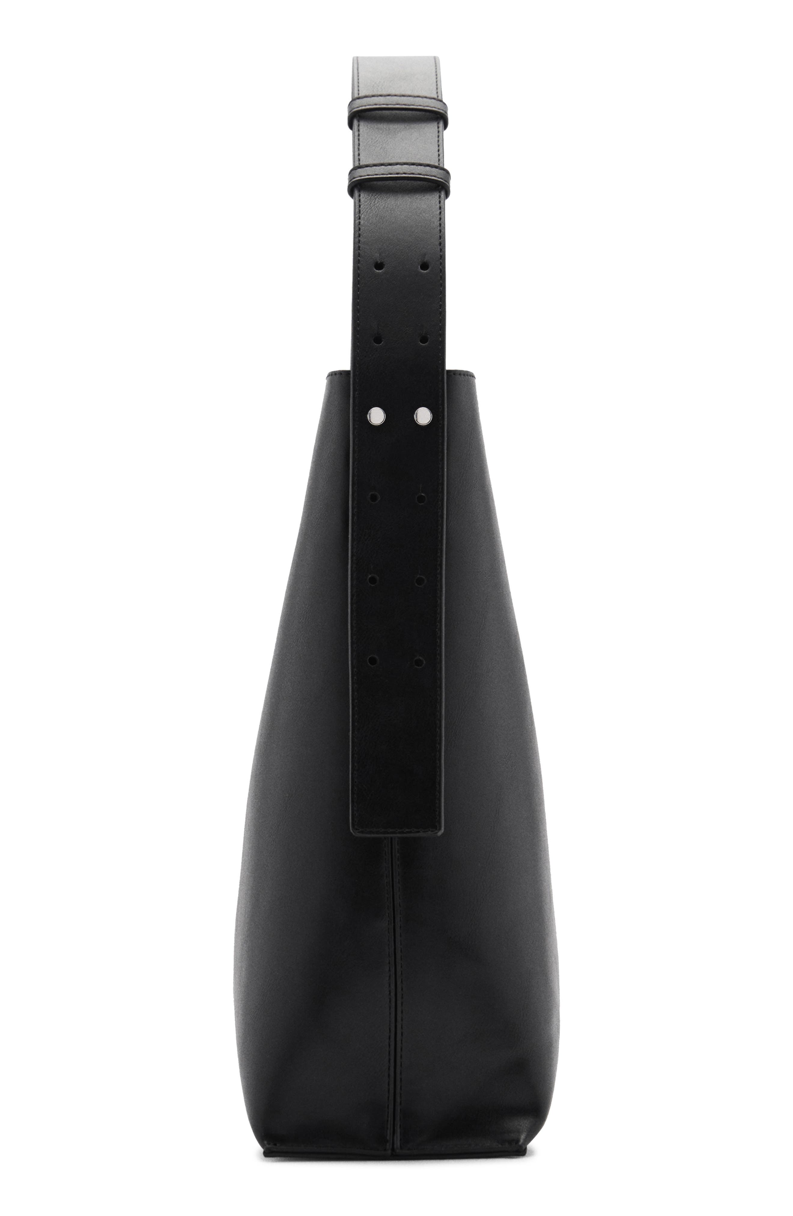 MANGO Short Handle Faux Leather Shopper, Alternate, color, 