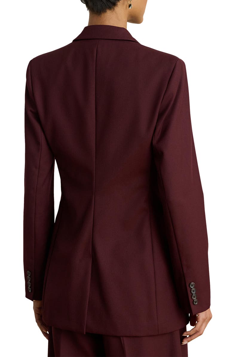 Lauren Ralph Lauren Double Breasted Wool Blend Twill Blazer, Alternate, color, Dark Garnet