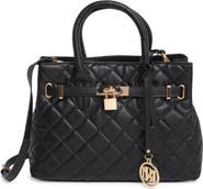 Badgley Mischka Collection Diamond Quilt Faux Leather Tote Bag