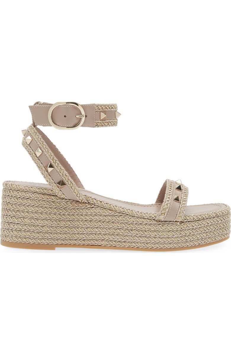 Valentino Garavani Rockstud Torchon Espadrille Wedge Sandal, Alternate, color,