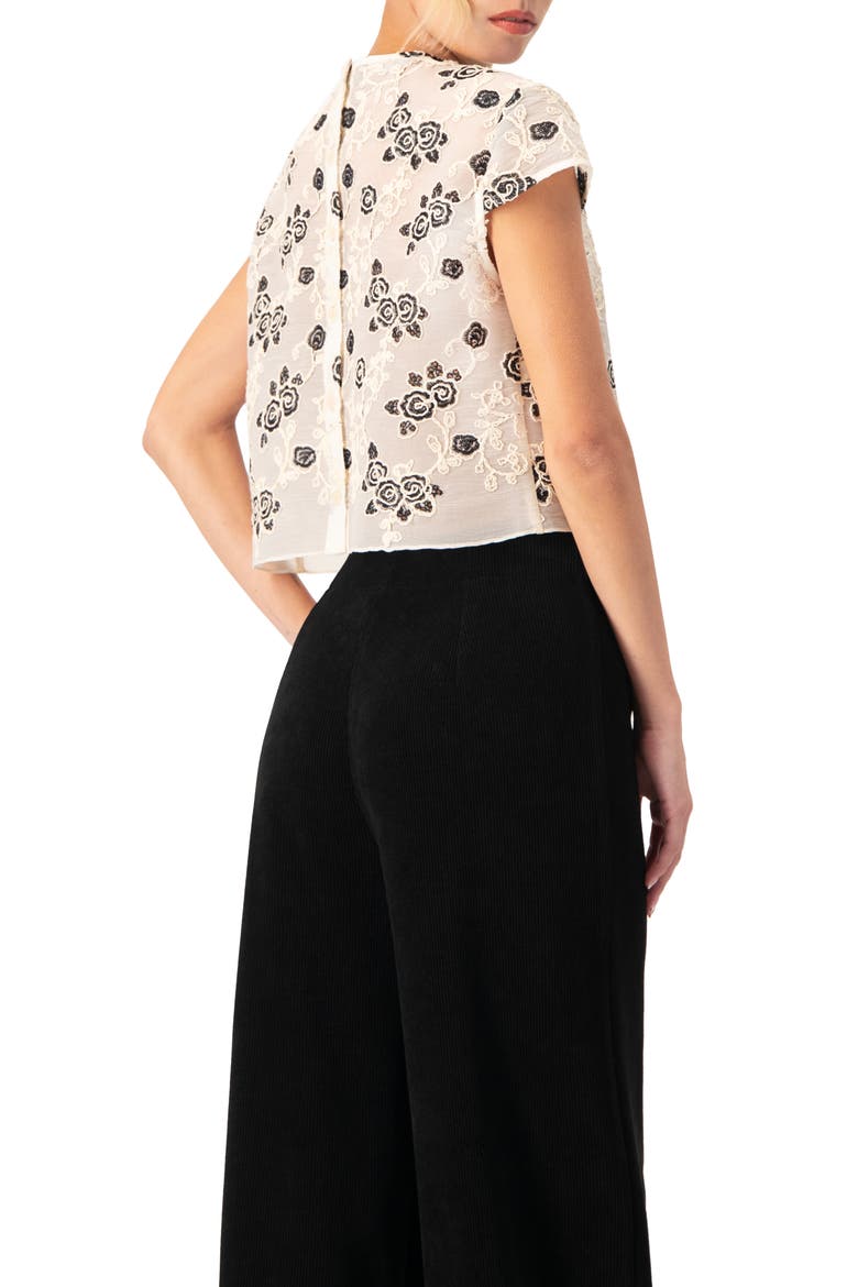 Floral Embroidered See-Though Crop Top, Alternate, color, Natural