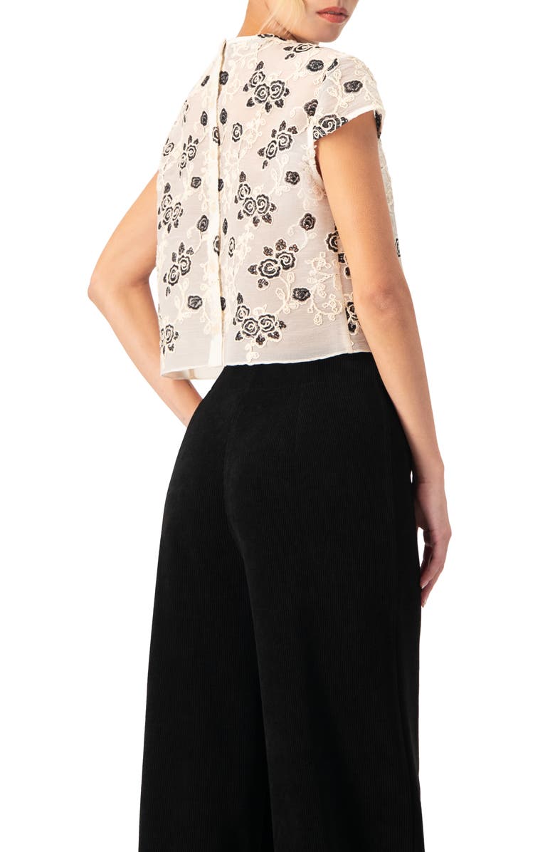 IVONNE Floral Embroidered See-Though Crop Top, Alternate, color, Natural