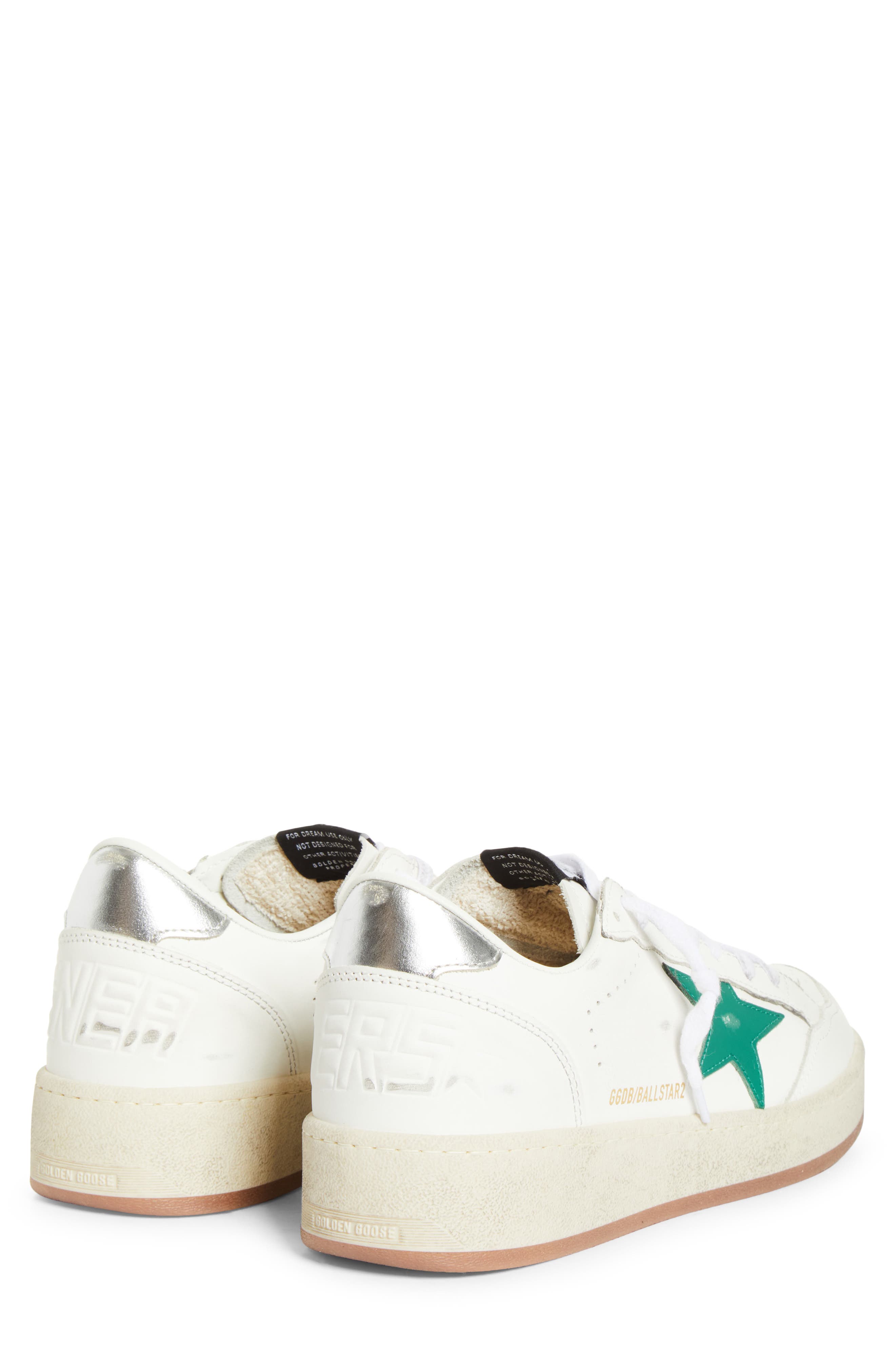 Golden Goose Ball Star 2 Low Top Sneaker, Alternate, color, White/ Green/ Silver