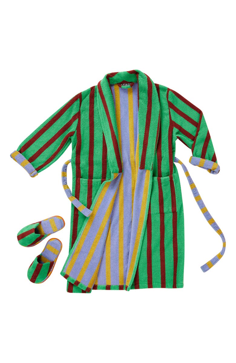 Dusen Dusen Nicolas Stripe Terry Bathrobe, Alternate, color, 