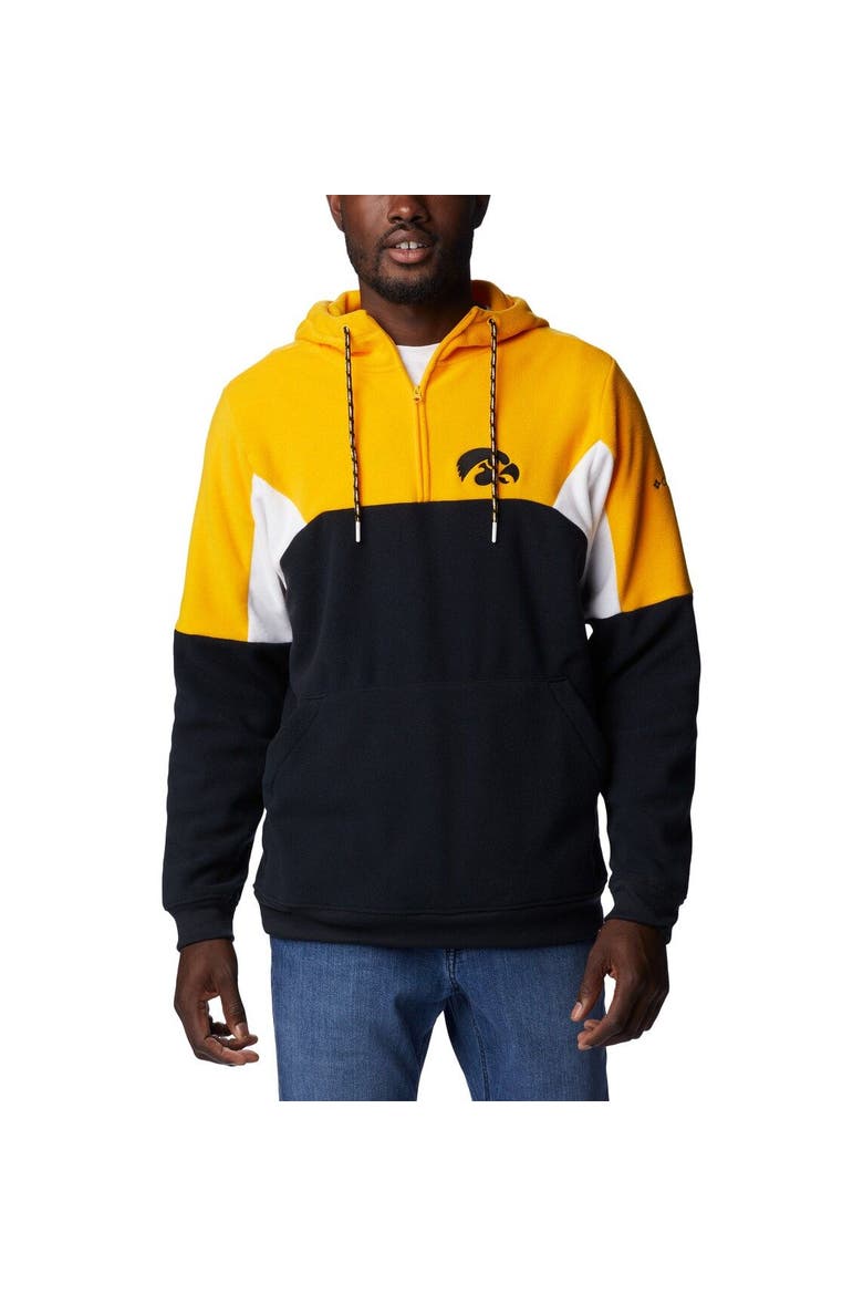 Men's Columbia Black Iowa Hawkeyes Lodge Quarter-Zip Hoodie, Main, color, Black