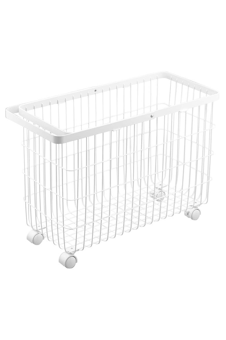 Rolling Laundry Basket, Main, color, WHITE
