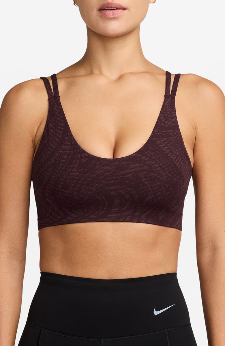 Nike Zenvy Dri-FIT Strappy Sports Bra, Main, color, Burgundy Crush/ Dark Team Red
