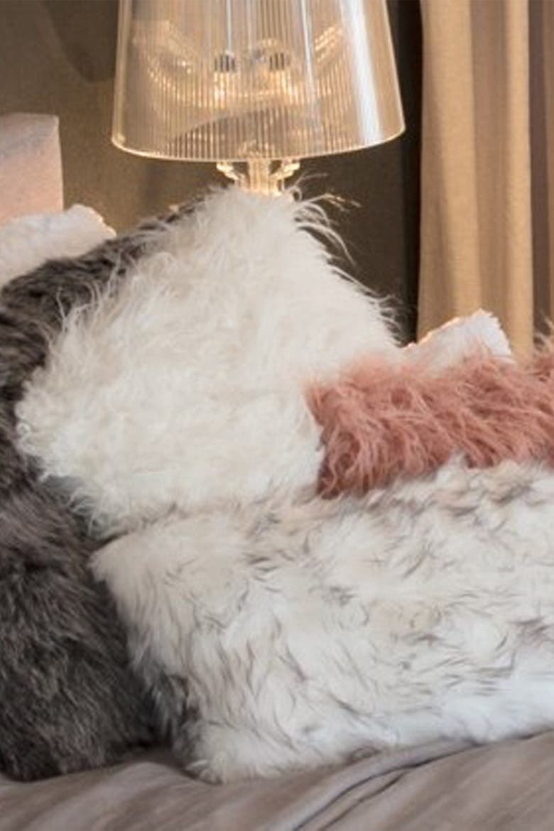 Belton Faux Fur Pillow - Set of 2 - 20" x 12" - Gradient Grey, Alternate, color, GRADIENT GREY