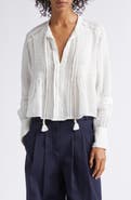 Veronica Beard Sawyer Long Sleeve Lace Trim Top