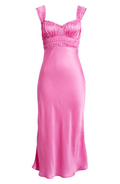 Astr The Label Enola Smock Bodice Satin Dress In Pink