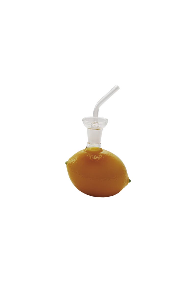 Glass Lemon Shaped Oil Cruet with Stopper, Main, color, Yellow