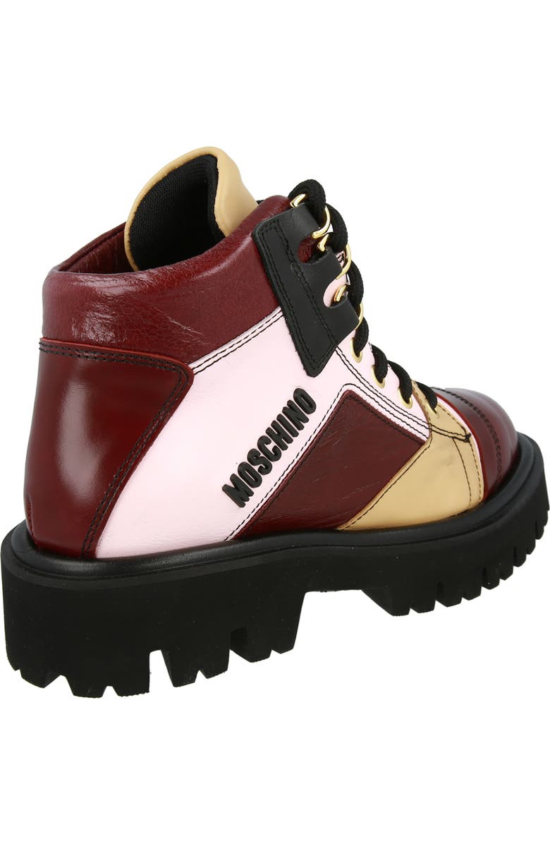Moschino Colorblock Ankle Boot, Alternate, color, Burgundy Multi