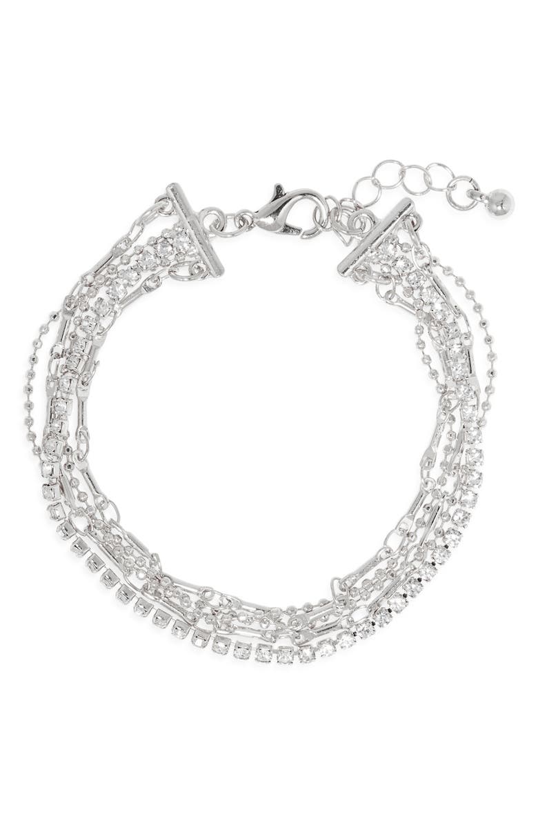 NORDSTROM RACK Multirow Chain Bracelet, Main, color, Clear- Silver