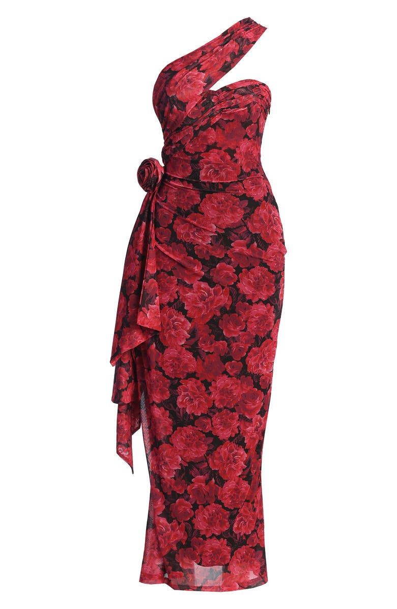 JLUXLABEL Villa Rosa One-Shoulder Stretch Mesh Dress, Alternate, color,