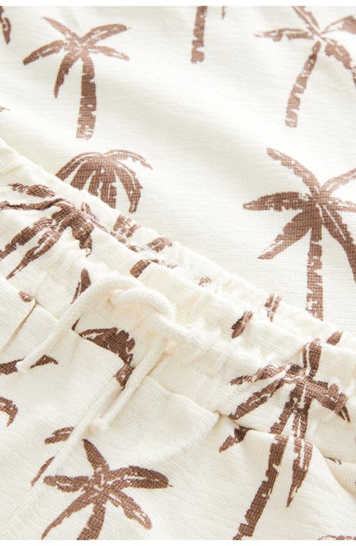 Next Kids' Palm Tree Print T-shirt & Drawstring Shorts Set In Neutral