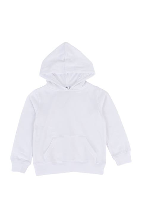 Kids Pullover Hoodie, Cotton Blend, Kangaroo Pocket, Solid Colors