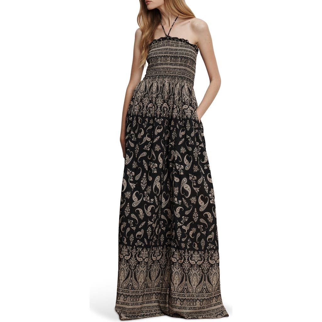 Veronica Beard Ayanna Paisley Halter Maxi Dress In Black