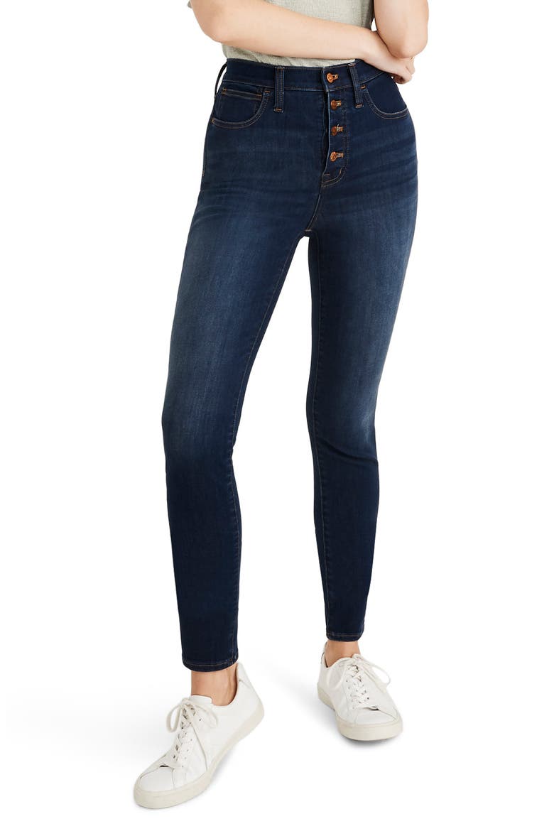 10-Inch High Waist Skinny Jeans: Button Front Edition, Main, color, CASSIA