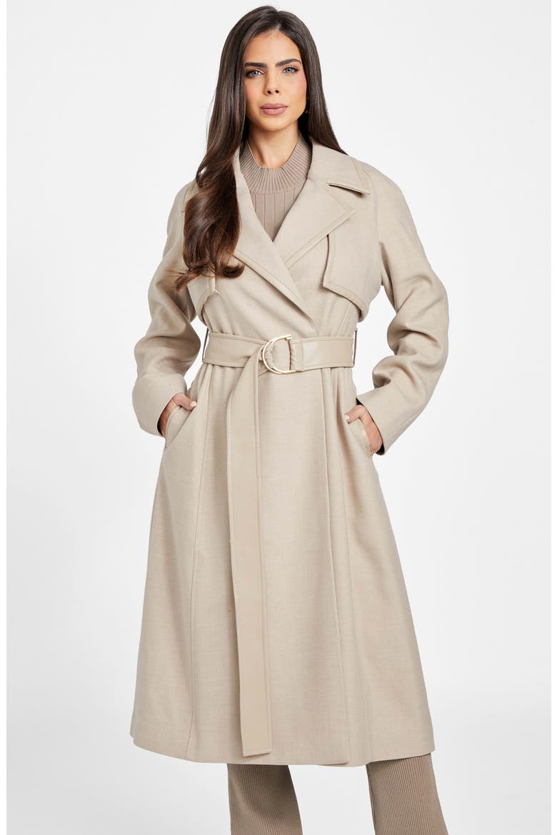 Natalie Belted Longline Trench Coat, Alternate, color, LIGHT KHAKI