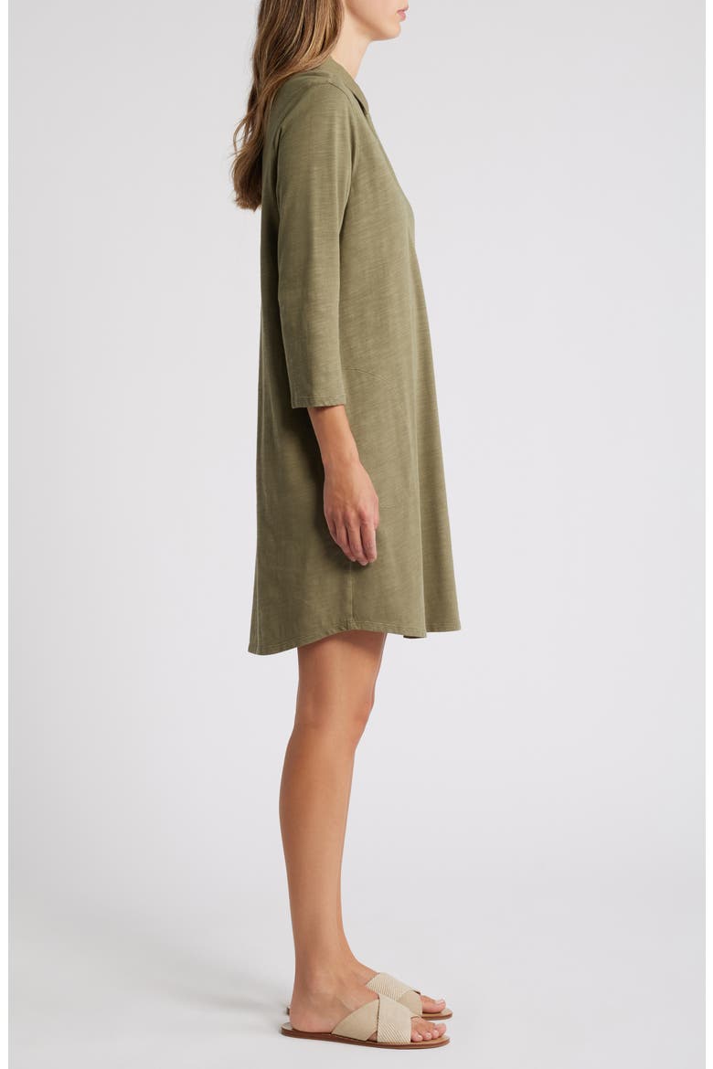 Ashby Isles Long Sleeve Cotton Jersey Polo Dress, Alternate, color, TEA LEAF