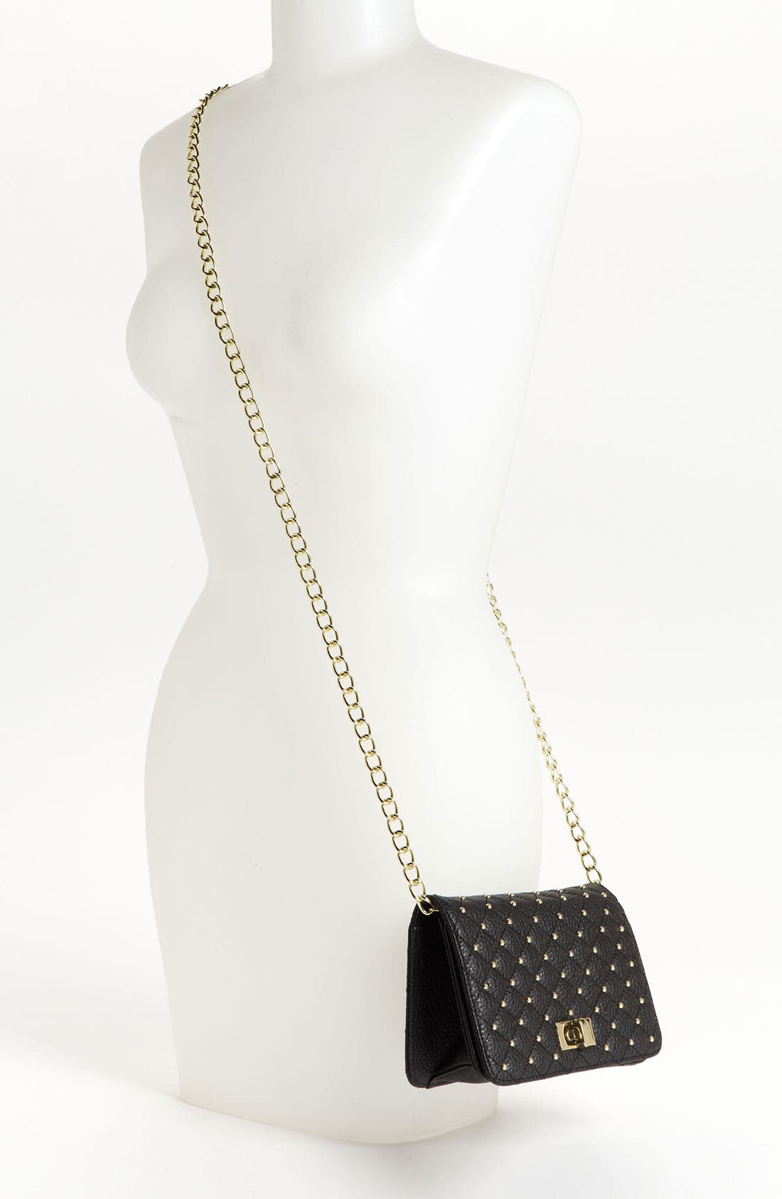 Stud Quilted Crossbody Bag, Alternate, color, BLACK/ GOLD