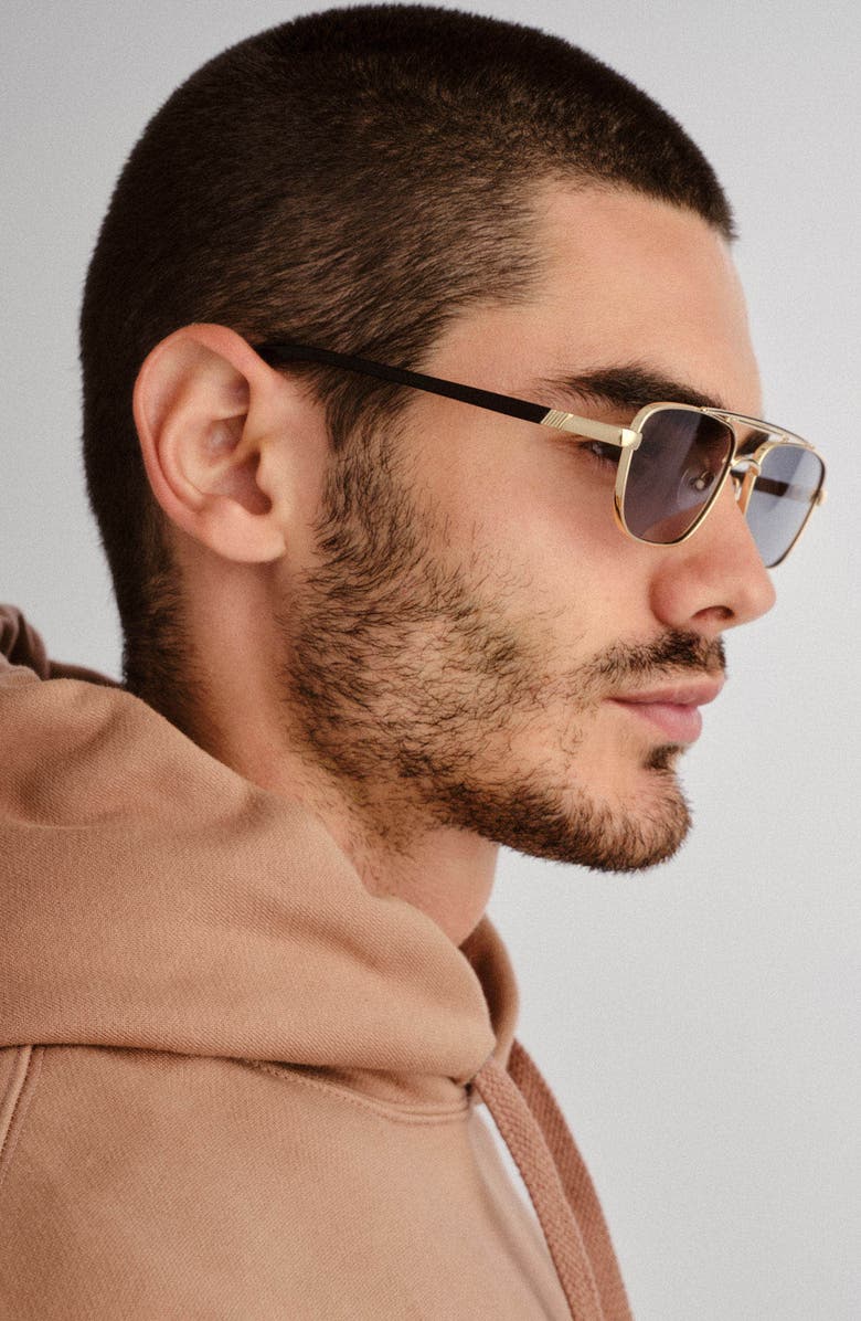 Le Specs Le Mimi 57mm Aviator Sunglasses, Alternate, color, Gold / Smoke Tint