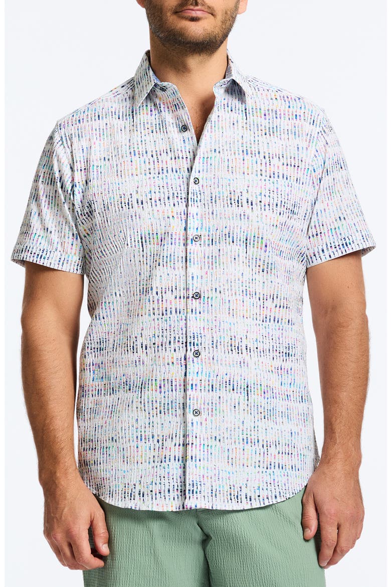 Ponza Stripe Short Sleeve Cotton Seersucker Button-Up Shirt, Main, color, BLUE/ WHITE MULTI
