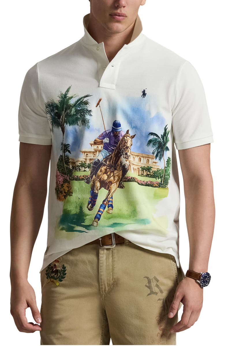 Polo Ralph Lauren Classic Fit Cotton Piqué Graphic Polo, Main, color, Polo Society Poster Art