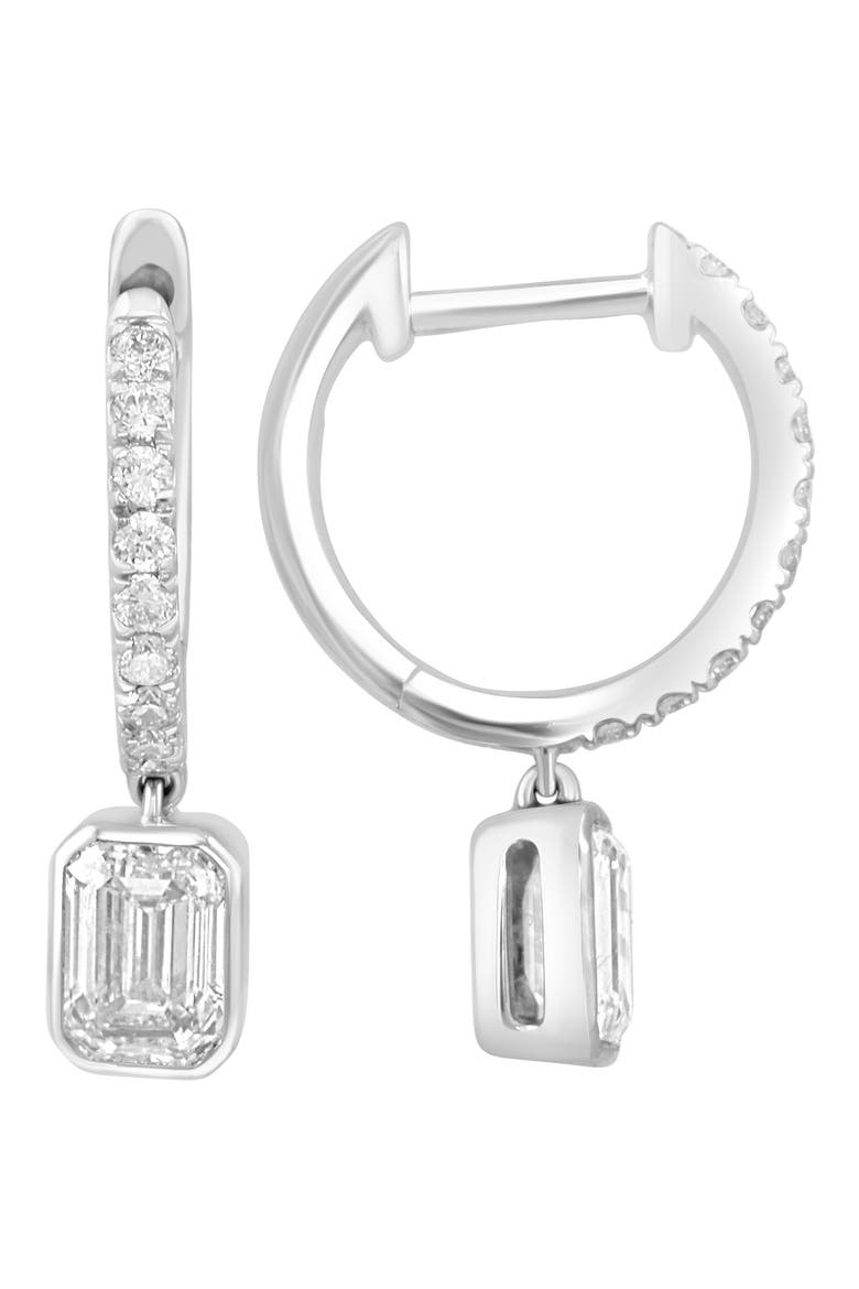 Lab-Grown Diamond Huggie Earrings, Main, color, SILVER/ DIAMOND