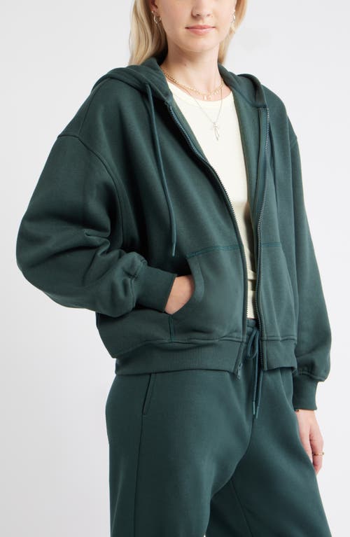 Bp. Relaxed Cotton Blend Zip Hoodie In Green