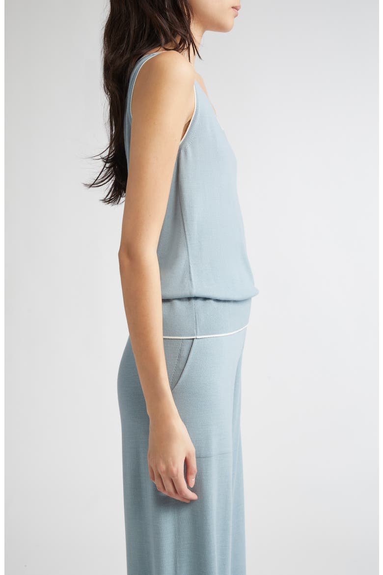 Tipped Merino Wool Sweater Tank, Alternate, color, AQUA AND WHITE