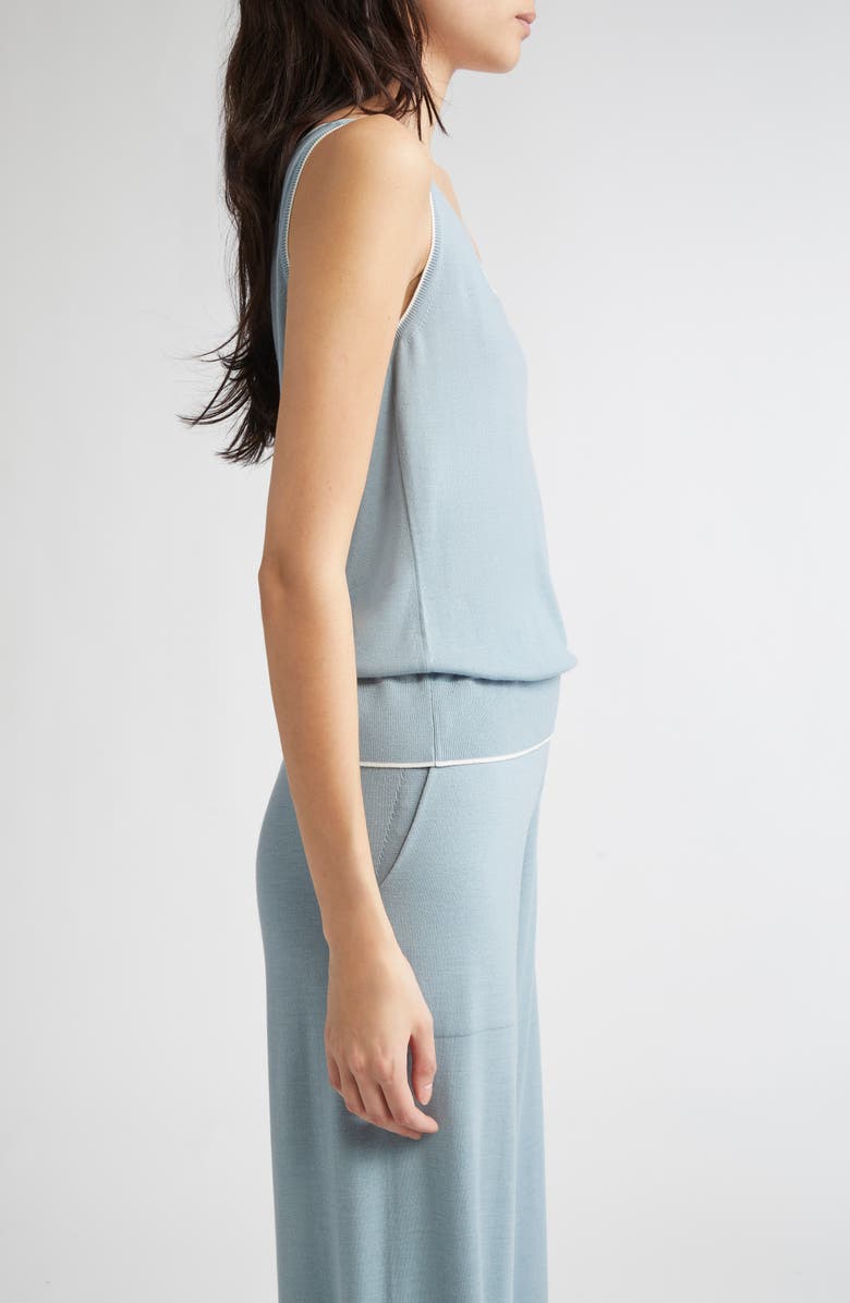 Eleventy Tipped Merino Wool Sweater Tank, Alternate, color, Aqua And White