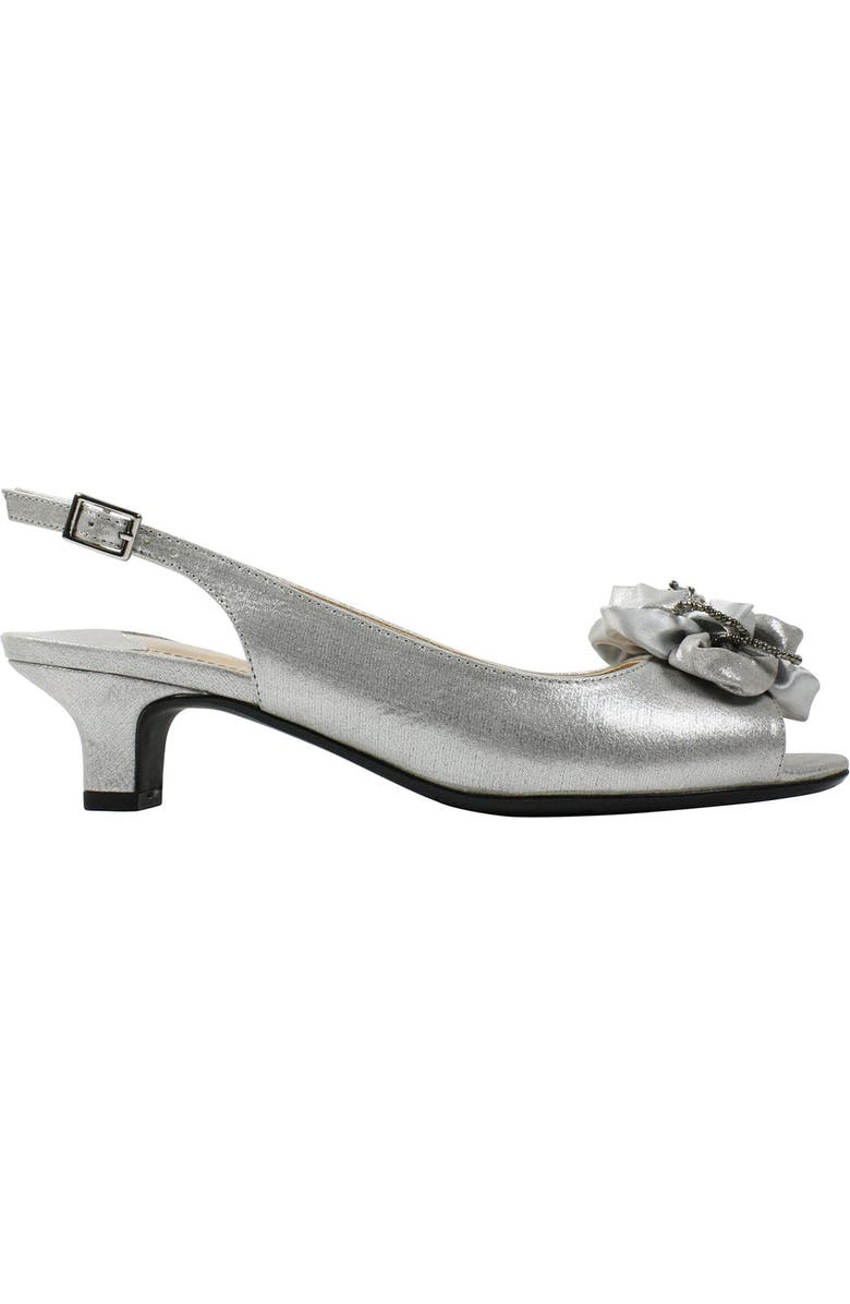 J. Reneé Leonelle Kitten Heel Slingback Sandal, Alternate, color, Silver Satin