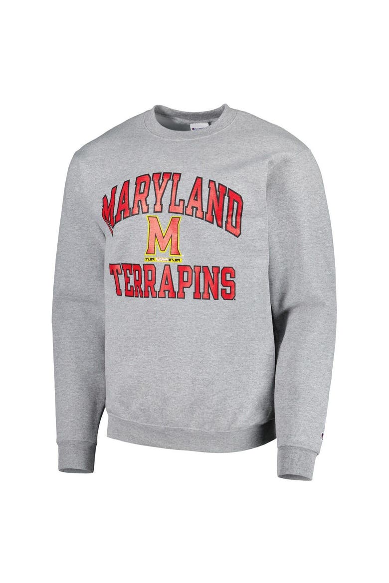 Men's Champion Heather Gray Maryland Terrapins High Motor Pullover Sweatshirt, Alternate, color, Heather Gray