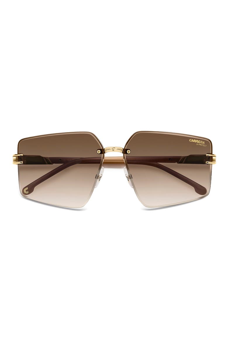 63mm Square Oversized Gradient Rimless Square Geometric Sunglasses, Main, color, GOLD IVORY/ BROWN SF