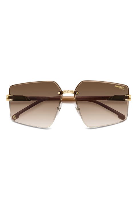 63mm Square Oversized Gradient Rimless Square Geometric Sunglasses