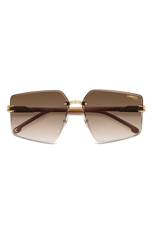 Carrera Eyewear 63mm Square Oversized Gradient Rimless Square Geometric Sunglasses In Gold Ivory/brown Sf