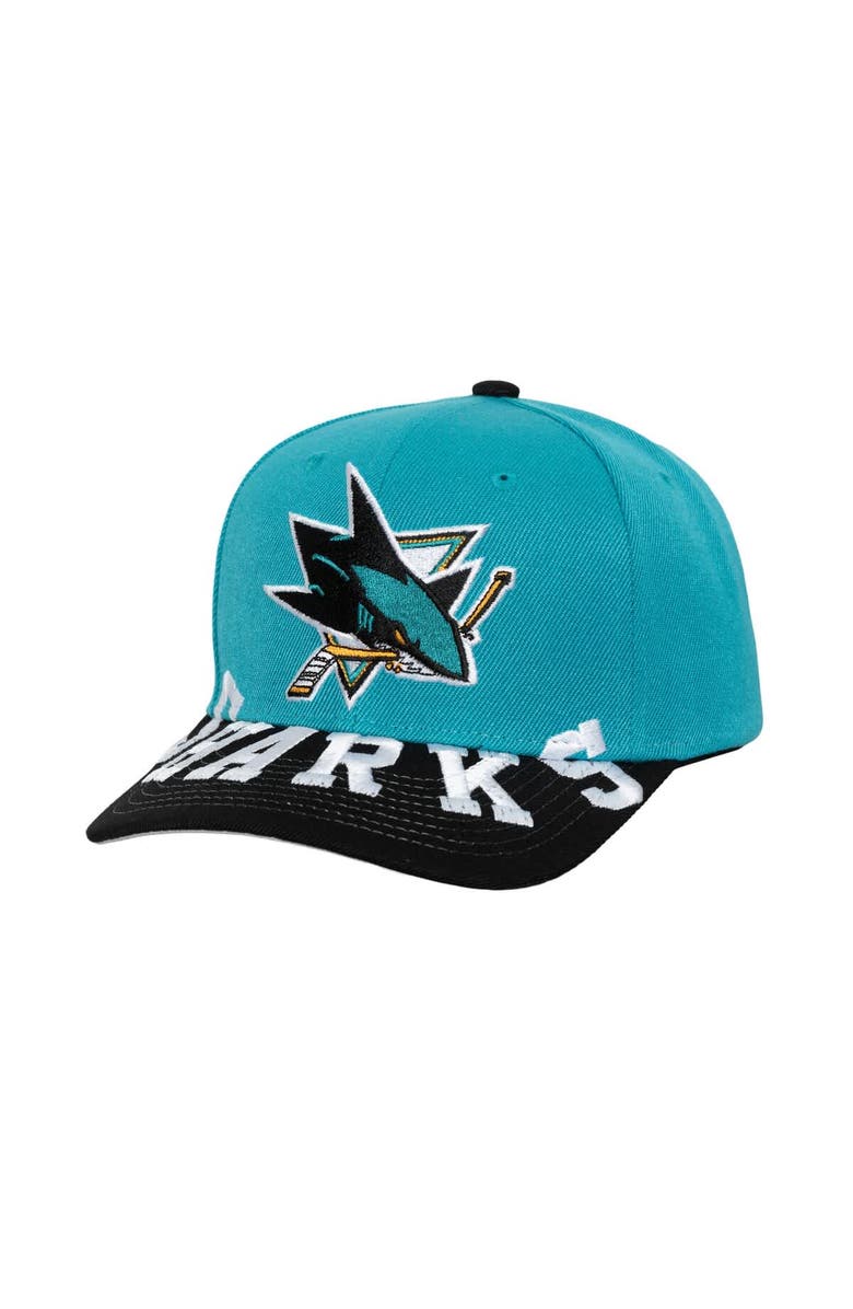 Mitchell & Ness Men's Mitchell & Ness Teal/Black San Jose Sharks Underarch Two-Tone Pro Crown Snapback Hat, Main, color, Teal