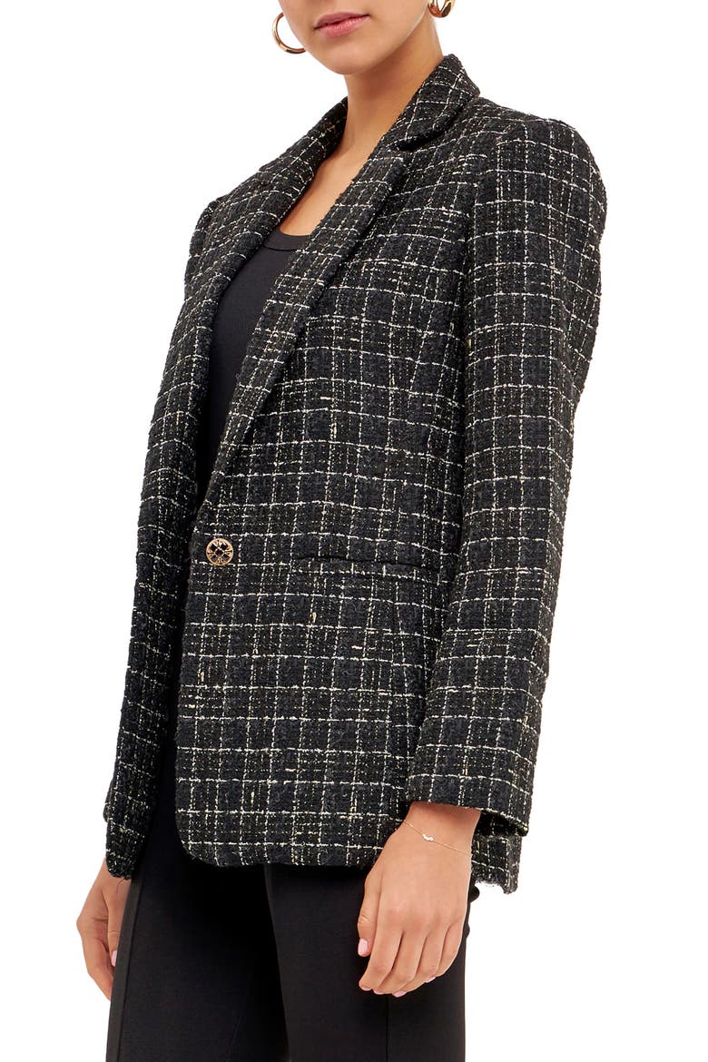 Tweed Blazer, Alternate, color, BLACK