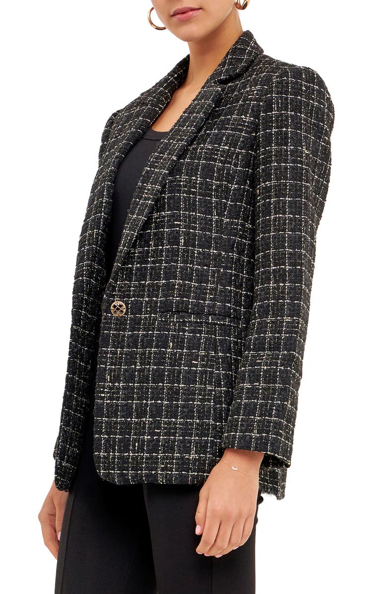 Endless Rose Tweed Blazer, Alternate, color, Black