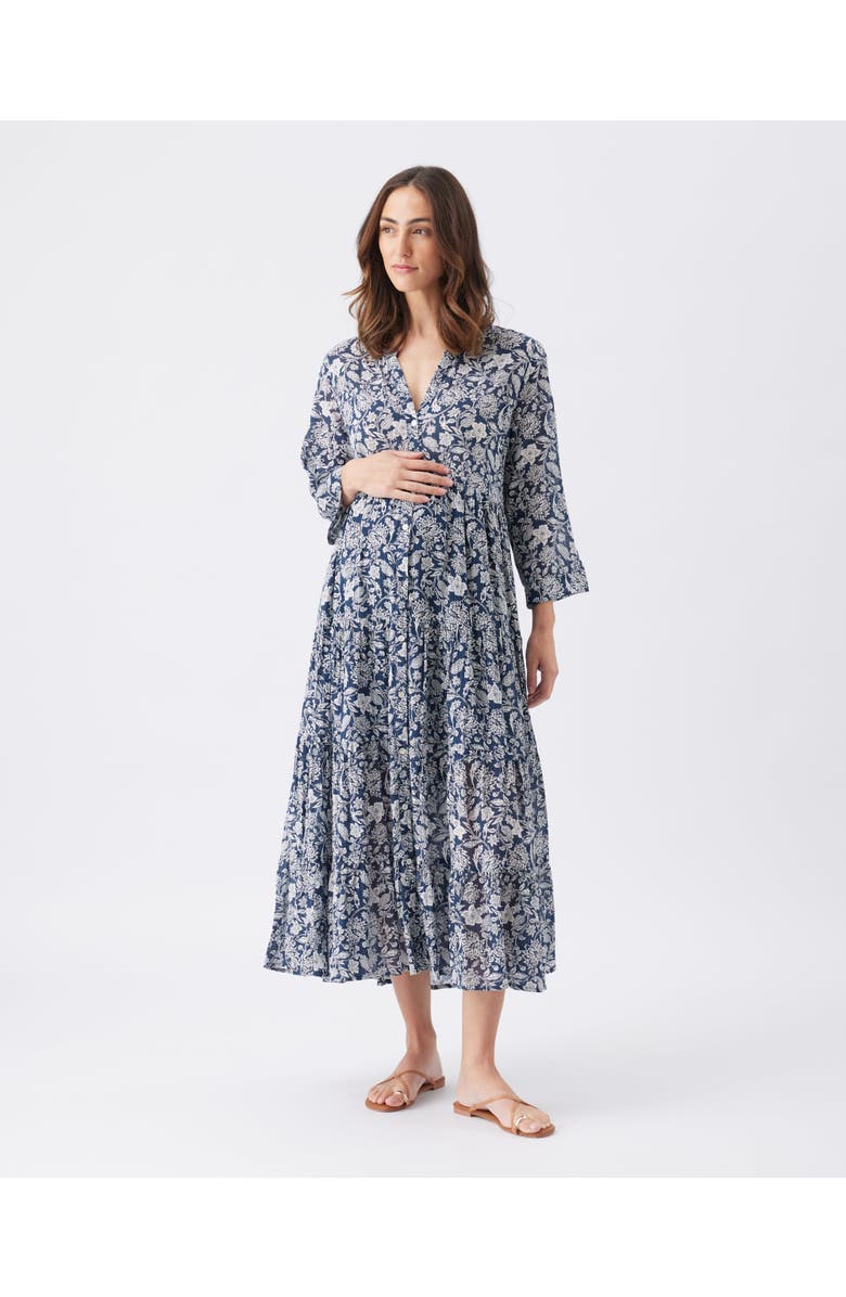 Ripe Maternity Ezra Tiered Dress, Main, color, Ink / White