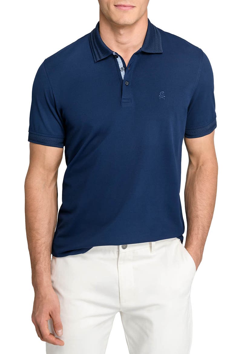 Slim Fit Short Sleeve Solid Polo, Main, color, NAVY