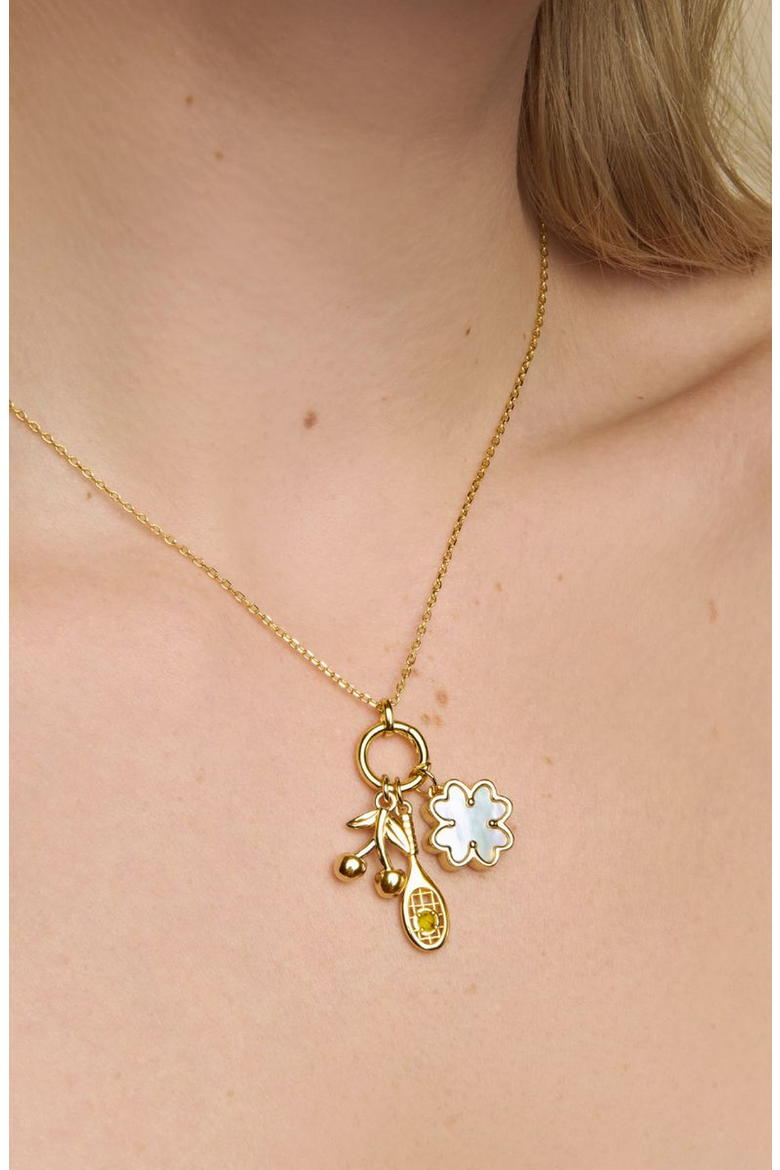 Tennis Racket Charm Necklace, Alternate, color, Metallic Gold