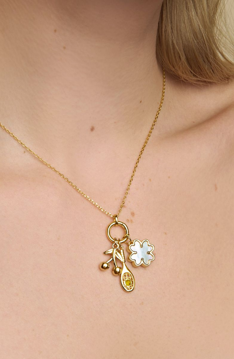 Little Sky Stone Tennis Racket Charm Necklace, Alternate, color, Metallic Gold