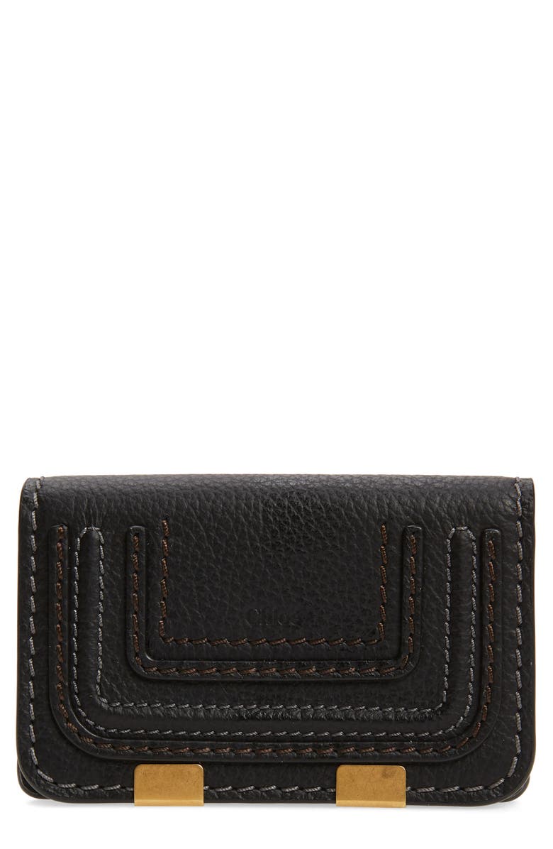 Chloé Marci Leather Flap Card Holder, Main, color,