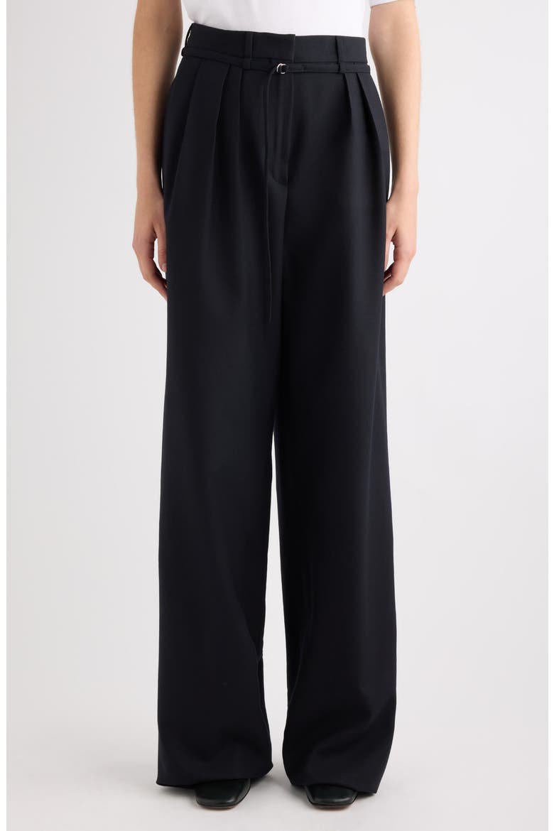 Pincks Den Belted Denim Trousers, Main, color, BLACK