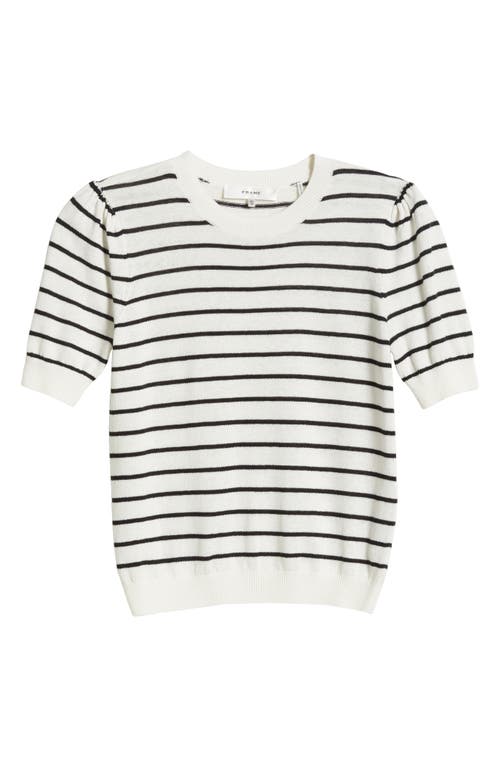 Frame Gathered Sleeve Top In Midnight Slate Multi In Cream Multi