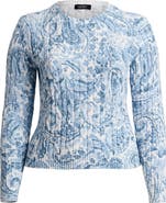 Lauren Ralph Lauren Paisley Cable Stitch Cotton Crewneck Sweater